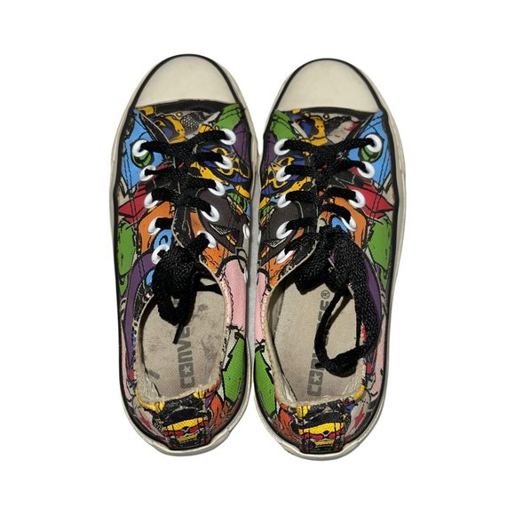 Converse All Star Colorful Graphic Graffiti Low Top Sneakers Men's 3 Women's 5 - Picture 8 of 10